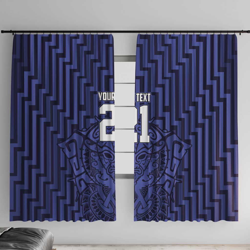 Custom Basketball New Zealand Window Curtain Blue Maori Ta Moko Indigenous - Aussie Hoodie