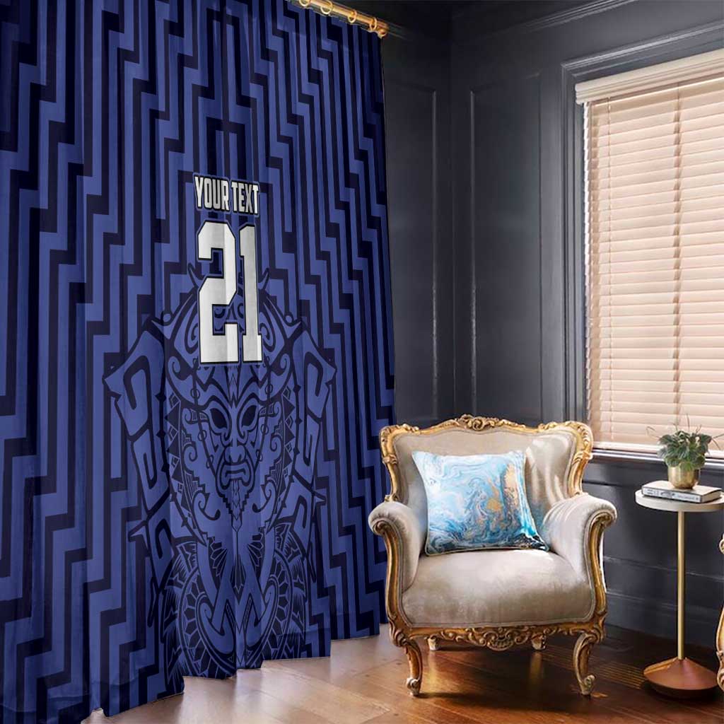 Custom Basketball New Zealand Window Curtain Blue Maori Ta Moko Indigenous - Aussie Hoodie