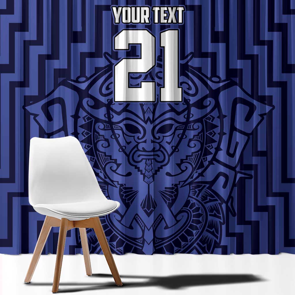 Custom Basketball New Zealand Window Curtain Blue Maori Ta Moko Indigenous - Aussie Hoodie
