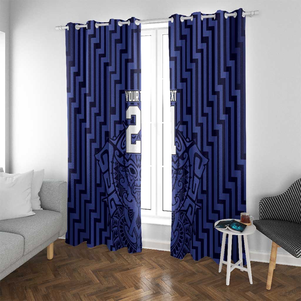 Custom Basketball New Zealand Window Curtain Blue Maori Ta Moko Indigenous - Aussie Hoodie