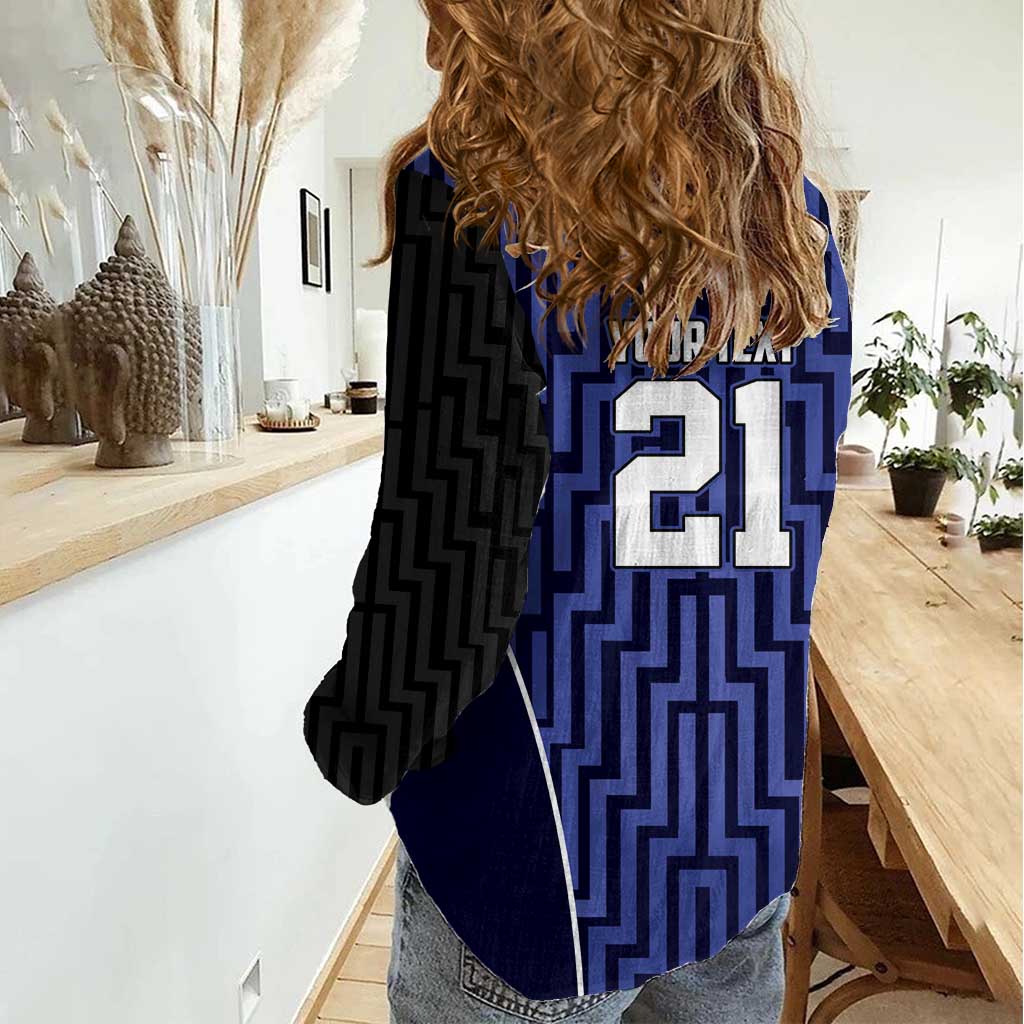 Custom Basketball New Zealand Women Casual Shirt Blue Maori Ta Moko Indigenous - Aussie Hoodie