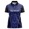 Custom Basketball New Zealand Women Polo Shirt Blue Maori Ta Moko Indigenous - Aussie Hoodie