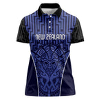 Custom Basketball New Zealand Women Polo Shirt Blue Maori Ta Moko Indigenous - Aussie Hoodie