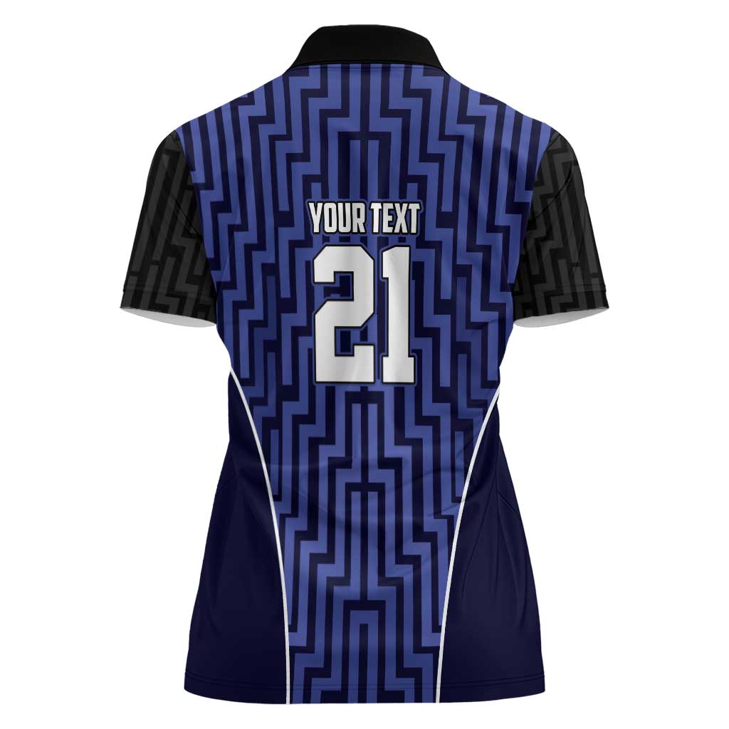 Custom Basketball New Zealand Women Polo Shirt Blue Maori Ta Moko Indigenous - Aussie Hoodie