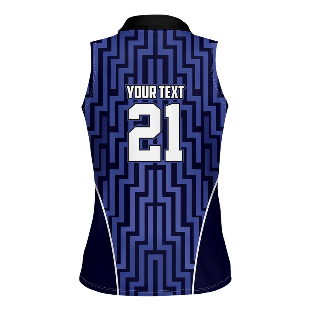 Custom Basketball New Zealand Women Sleeveless Polo Shirt Blue Maori Ta Moko Indigenous - Aussie Hoodie