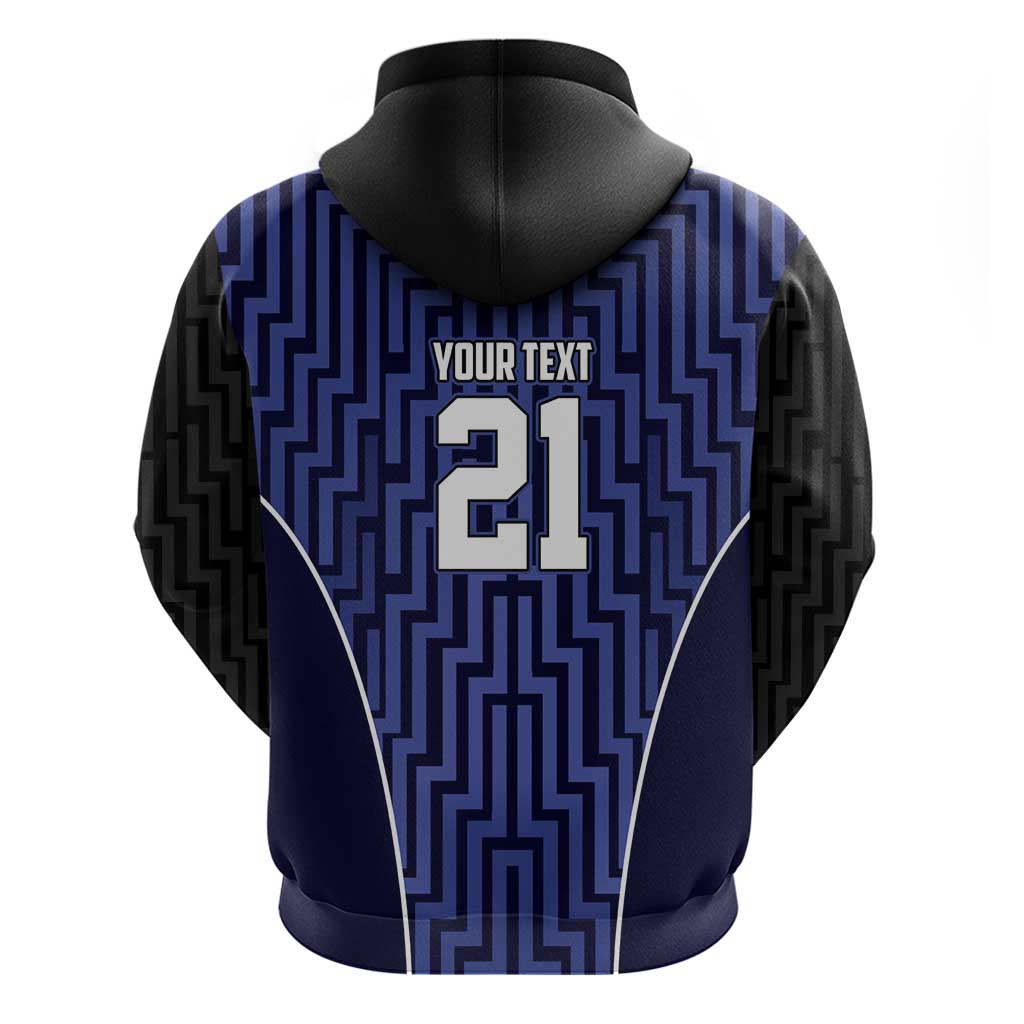Custom Basketball New Zealand Zip Hoodie Blue Maori Ta Moko Indigenous - Aussie Hoodie