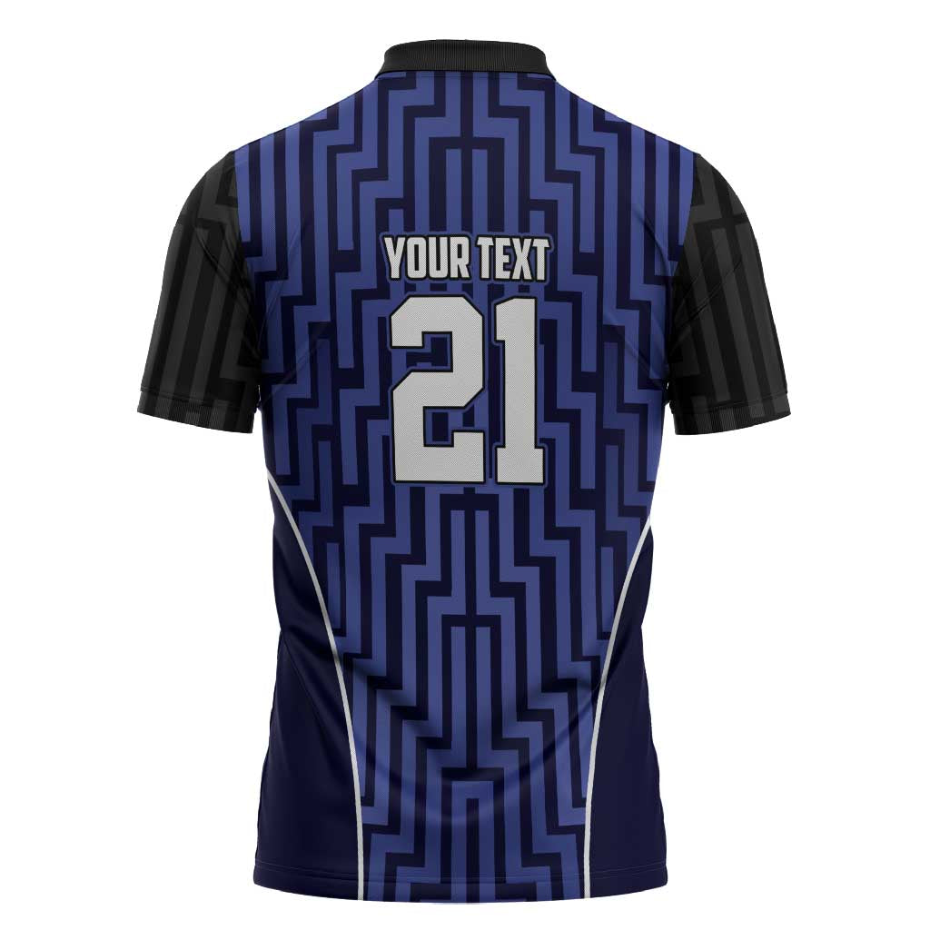 Custom Basketball New Zealand Zipper Polo Shirt Blue Maori Ta Moko Indigenous - Aussie Hoodie