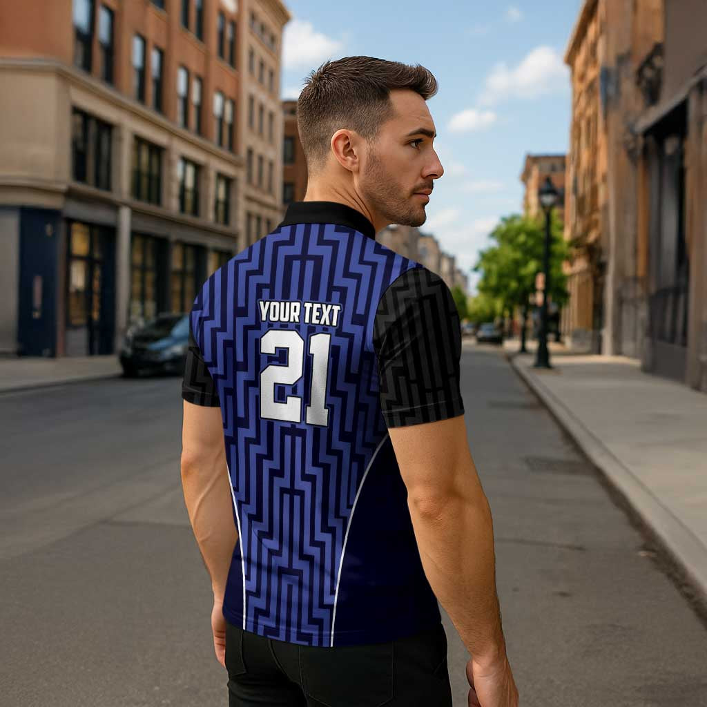 Custom Basketball New Zealand Zipper Polo Shirt Blue Maori Ta Moko Indigenous - Aussie Hoodie