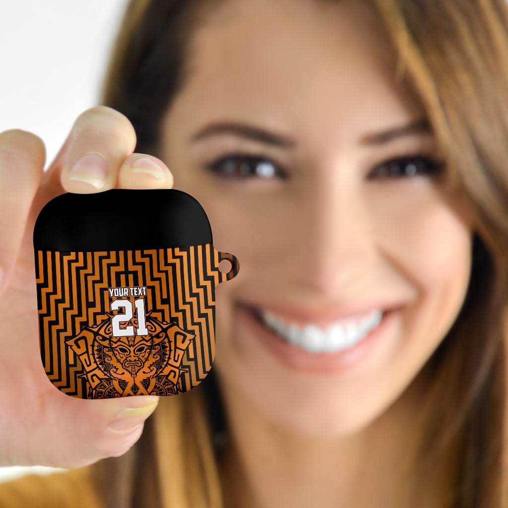 Custom Basketball New Zealand AirPods Case Gold Maori Ta Moko Indigenous - Aussie Hoodie