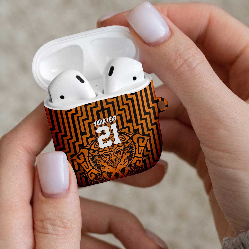 Custom Basketball New Zealand AirPods Case Gold Maori Ta Moko Indigenous - Aussie Hoodie