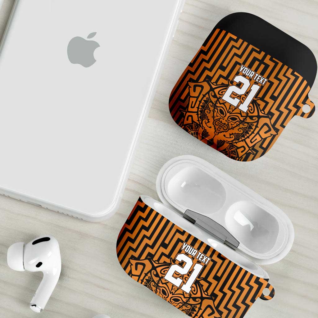 Custom Basketball New Zealand AirPods Case Gold Maori Ta Moko Indigenous - Aussie Hoodie