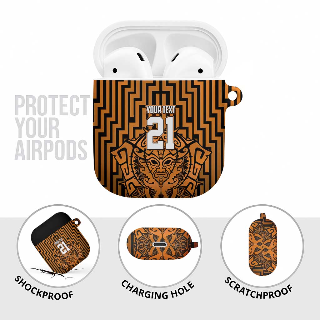 Custom Basketball New Zealand AirPods Case Gold Maori Ta Moko Indigenous - Aussie Hoodie