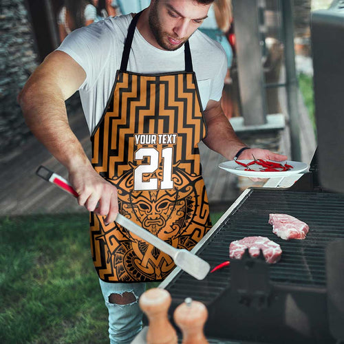 Custom Basketball New Zealand Apron Gold Maori Ta Moko Indigenous - Aussie Hoodie