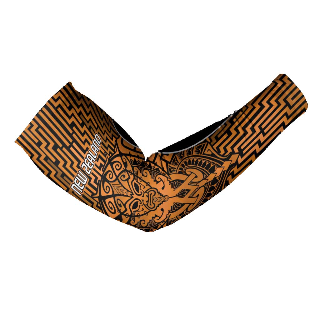 Custom Basketball New Zealand Arm Sleeves Gold Maori Ta Moko Indigenous - Aussie Hoodie