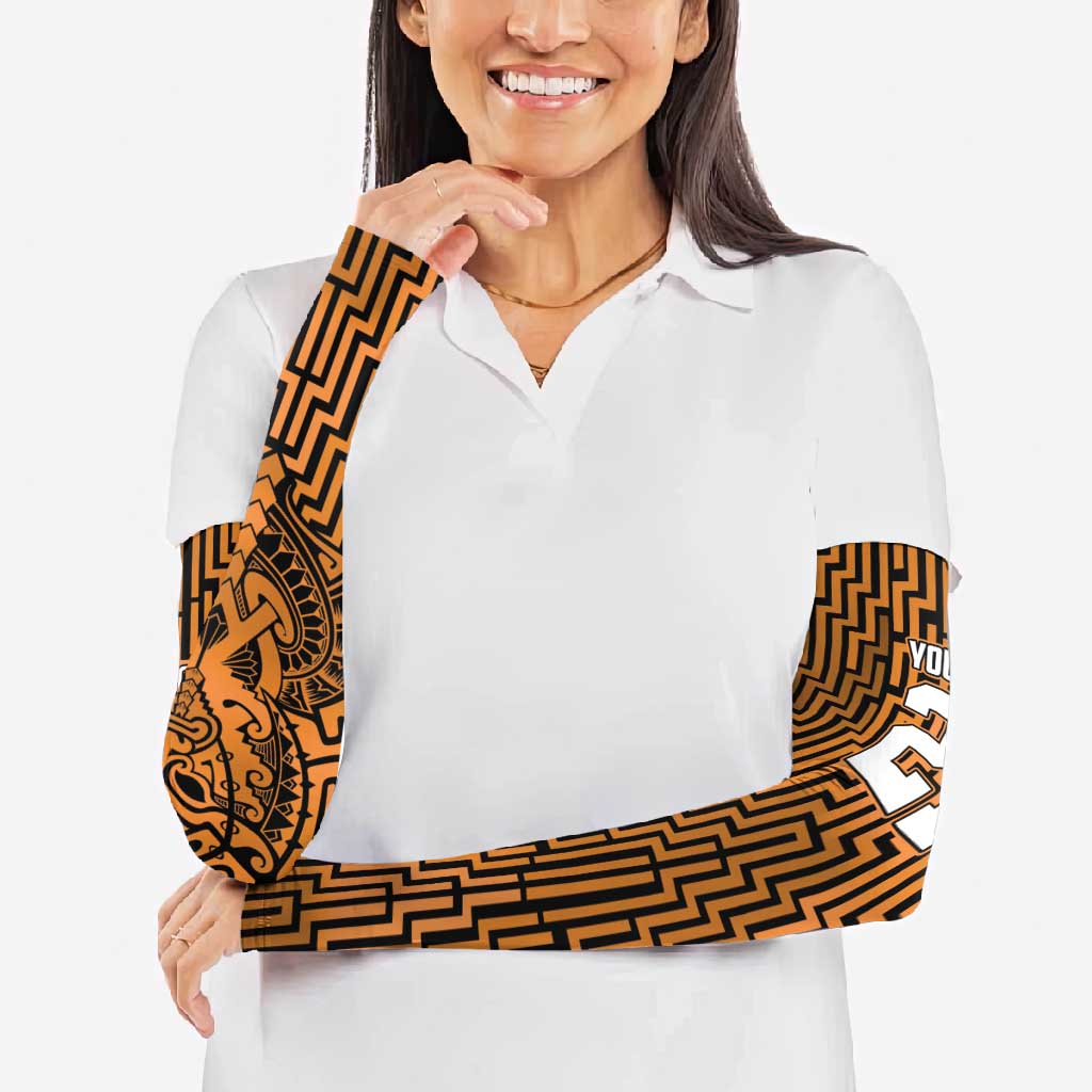 Custom Basketball New Zealand Arm Sleeves Gold Maori Ta Moko Indigenous - Aussie Hoodie