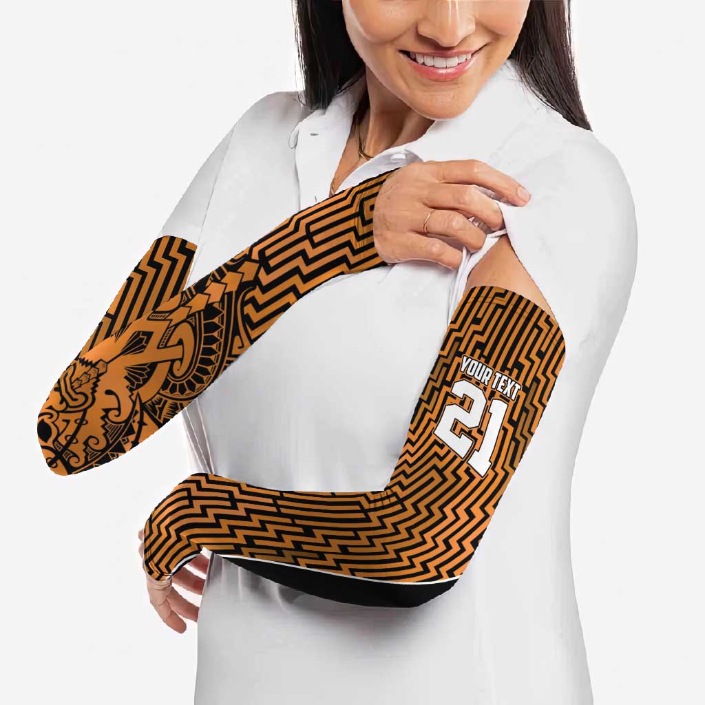 Custom Basketball New Zealand Arm Sleeves Gold Maori Ta Moko Indigenous - Aussie Hoodie