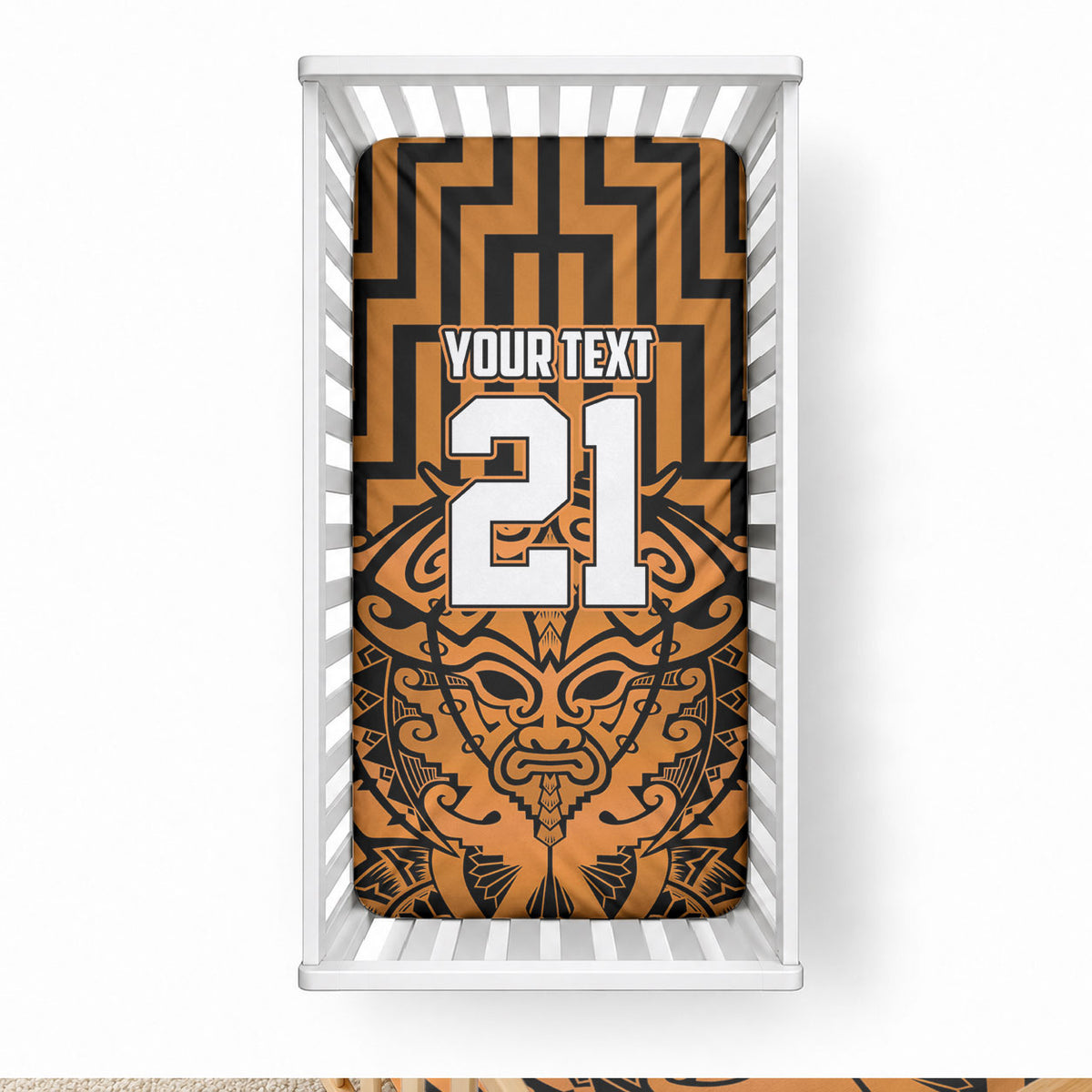 Custom Basketball New Zealand Baby Bed Cover Gold Maori Ta Moko Indigenous