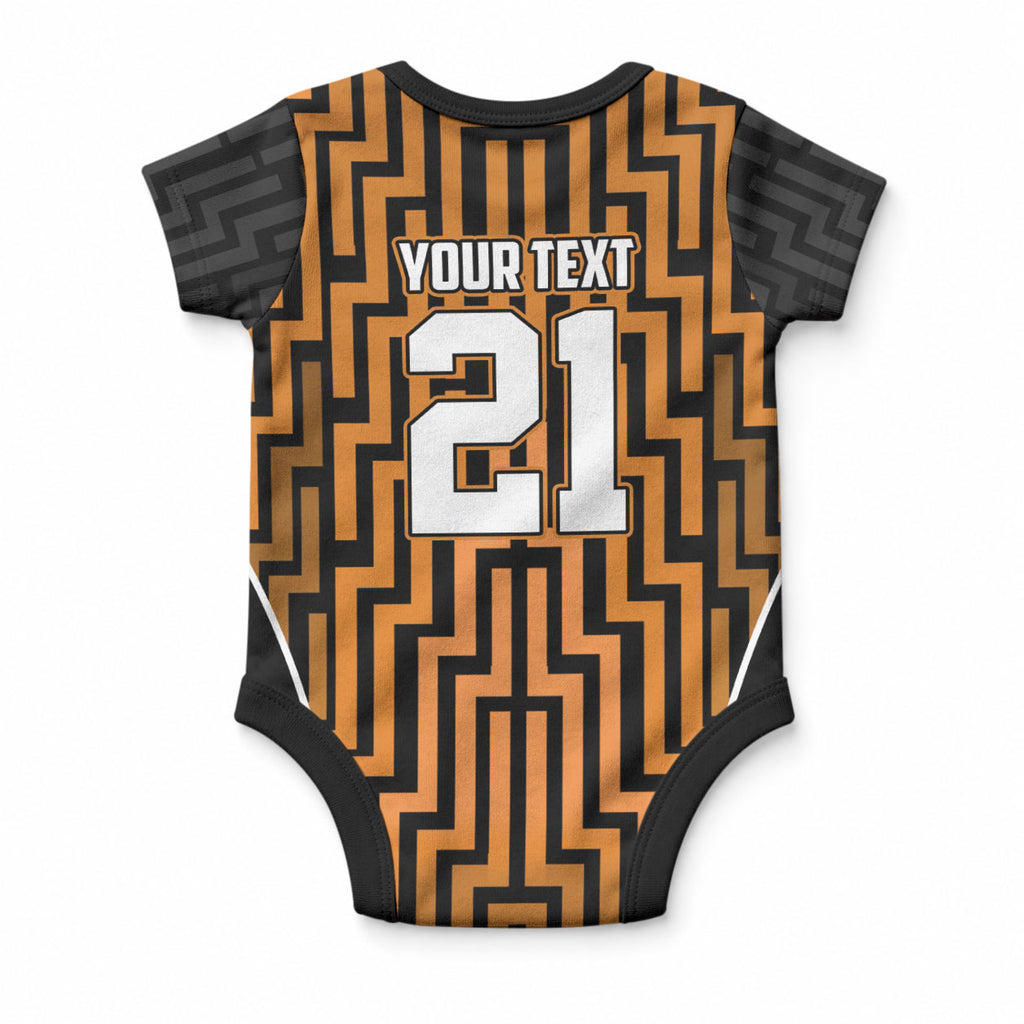 Custom Basketball New Zealand Baby Onesie Gold Maori Ta Moko Indigenous