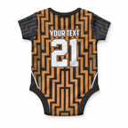 Custom Basketball New Zealand Baby Onesie Gold Maori Ta Moko Indigenous