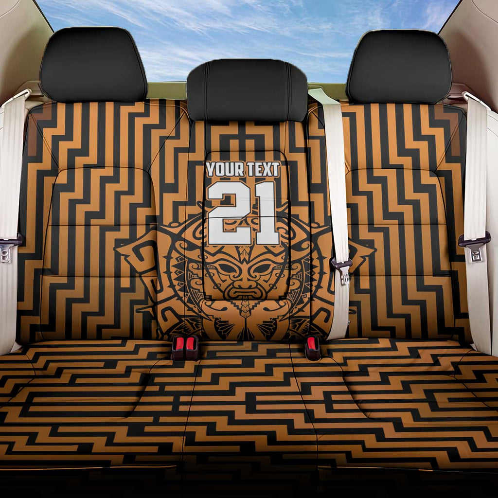 Custom Basketball New Zealand Back Car Seat Cover Gold Maori Ta Moko Indigenous - Aussie Hoodie