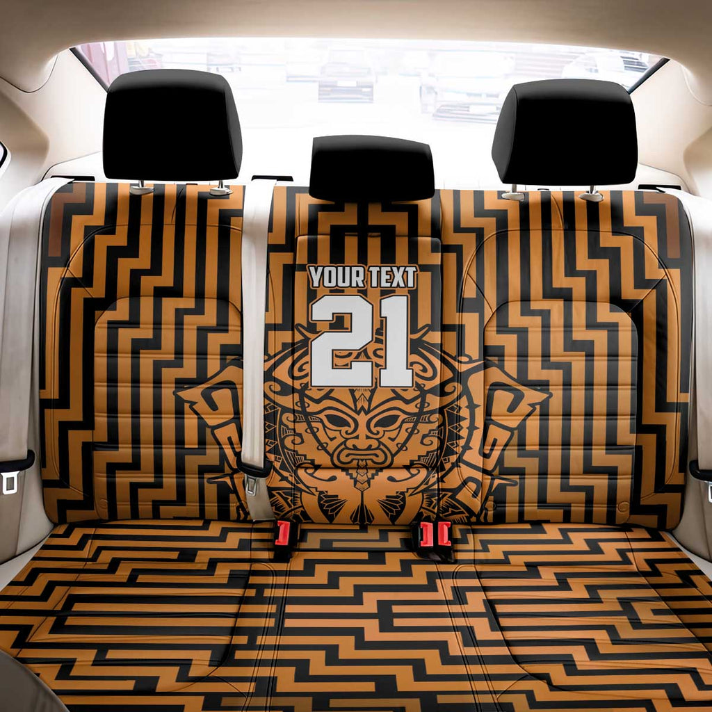 Custom Basketball New Zealand Back Car Seat Cover Gold Maori Ta Moko Indigenous - Aussie Hoodie