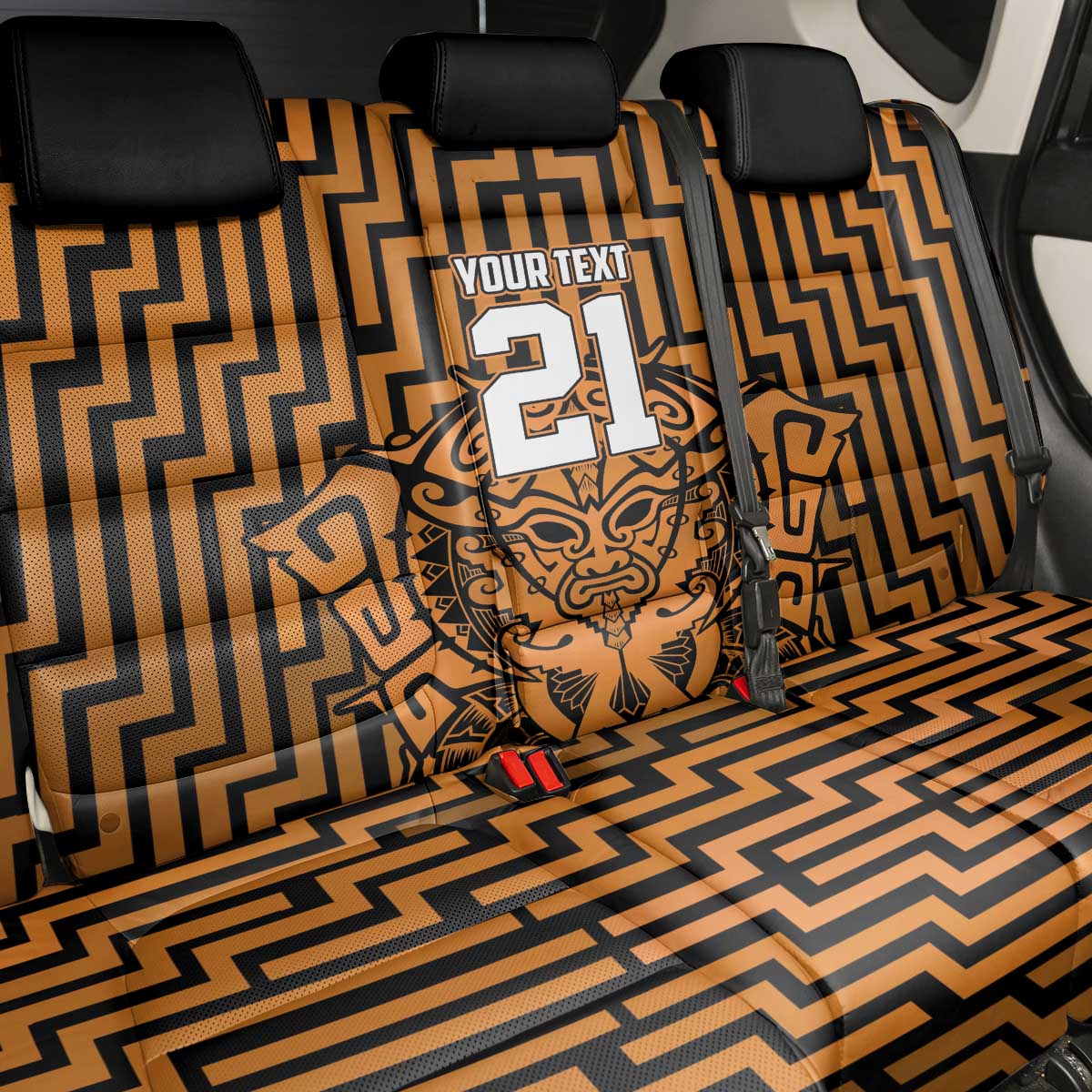 Custom Basketball New Zealand Back Car Seat Cover Gold Maori Ta Moko Indigenous - Aussie Hoodie