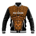 Custom Basketball New Zealand Baseball Jacket Gold Maori Ta Moko Indigenous - Aussie Hoodie