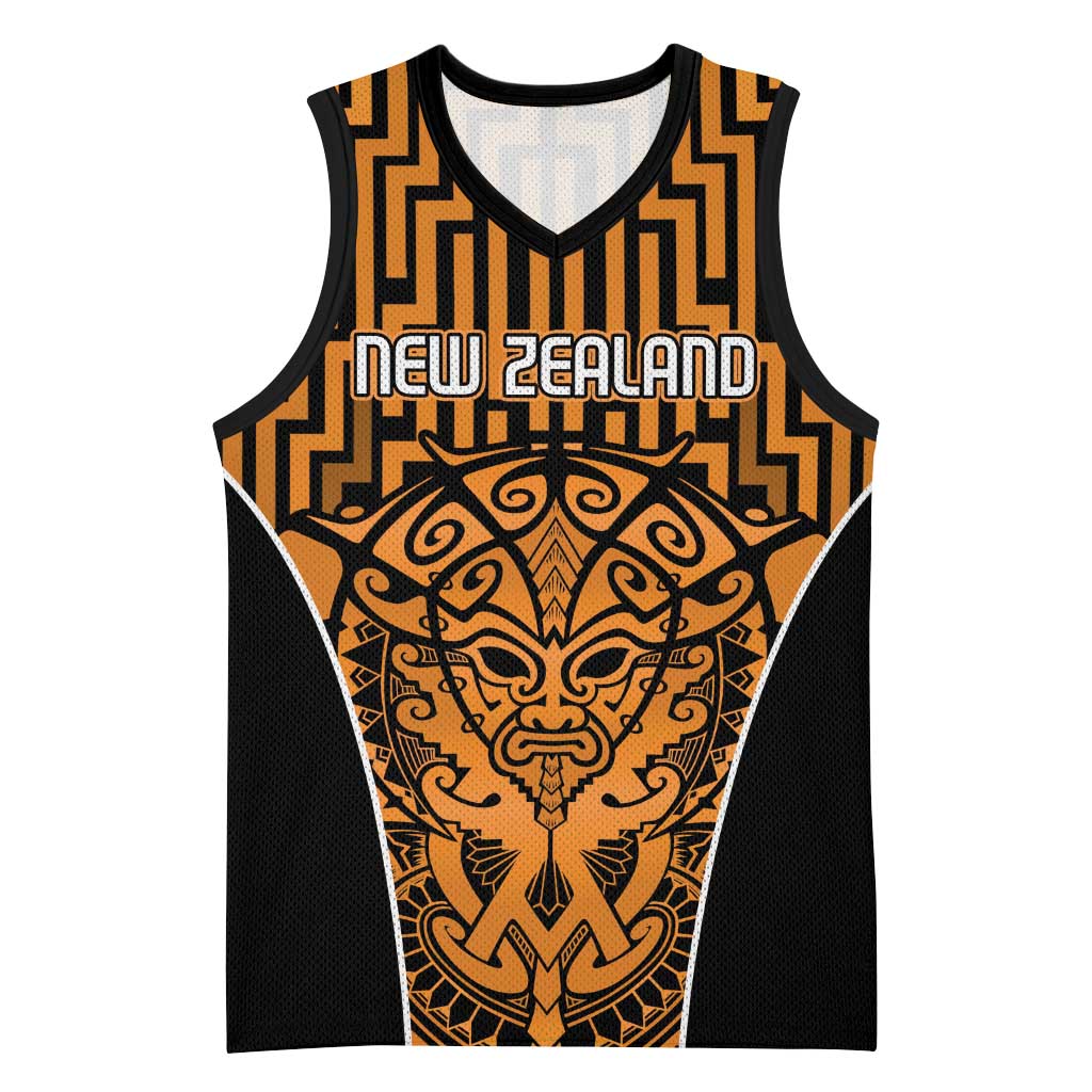Custom Basketball New Zealand Basketball Jersey Gold Maori Ta Moko Indigenous - Aussie Hoodie