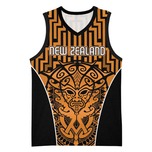 Custom Basketball New Zealand Basketball Jersey Gold Maori Ta Moko Indigenous - Aussie Hoodie