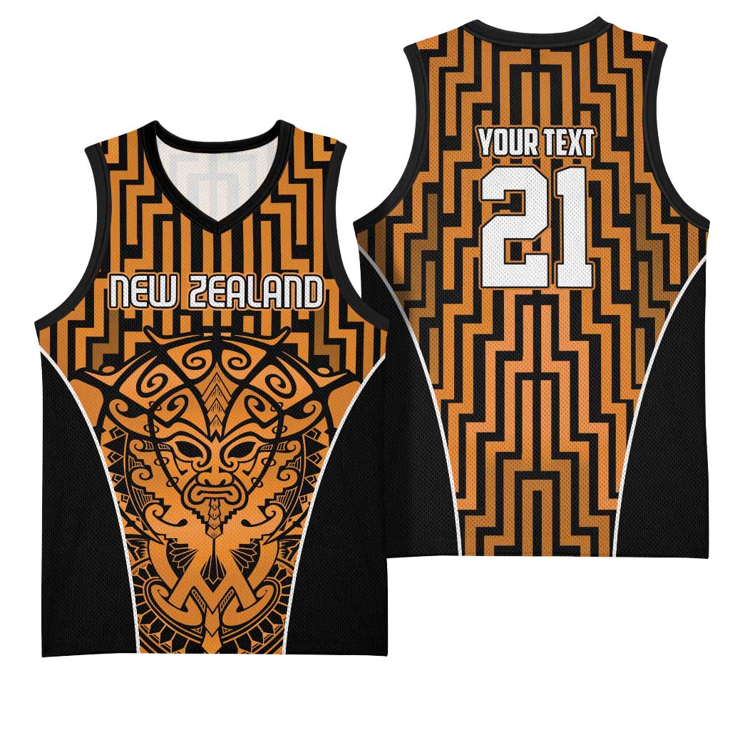 Custom Basketball New Zealand Basketball Jersey Gold Maori Ta Moko Indigenous - Aussie Hoodie