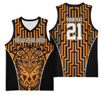 Custom Basketball New Zealand Basketball Jersey Gold Maori Ta Moko Indigenous - Aussie Hoodie
