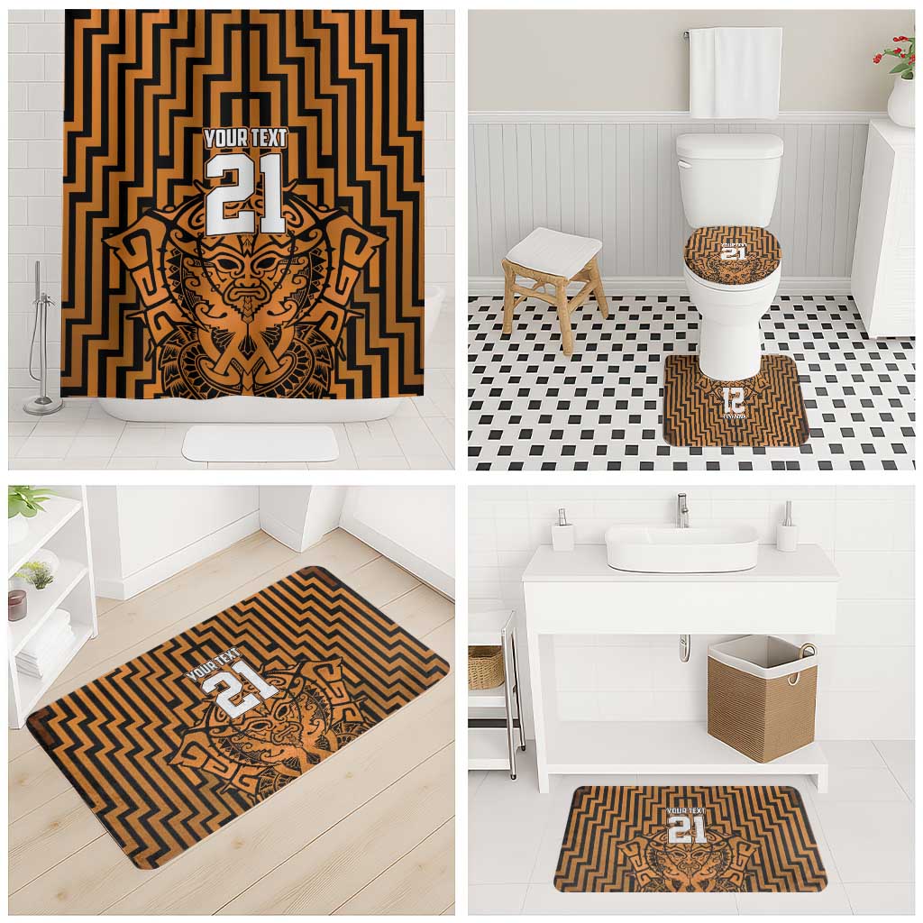 Custom Basketball New Zealand Bathroom Set Gold Maori Ta Moko Indigenous - Aussie Hoodie