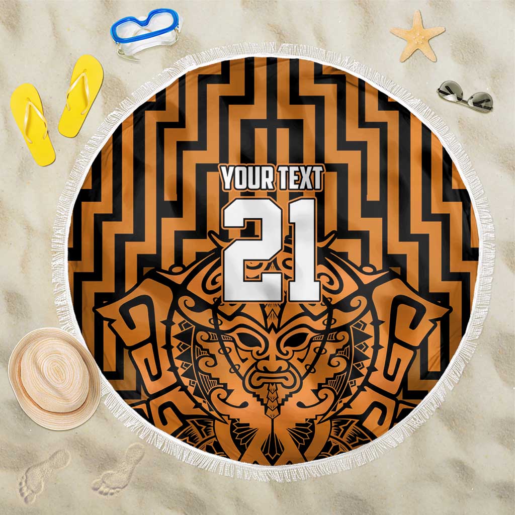 Custom Basketball New Zealand Beach Blanket Gold Maori Ta Moko Indigenous - Aussie Hoodie