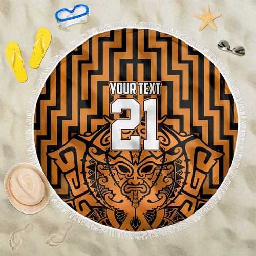 Custom Basketball New Zealand Beach Blanket Gold Maori Ta Moko Indigenous - Aussie Hoodie