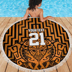 Custom Basketball New Zealand Beach Blanket Gold Maori Ta Moko Indigenous - Aussie Hoodie