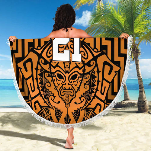 Custom Basketball New Zealand Beach Blanket Gold Maori Ta Moko Indigenous - Aussie Hoodie