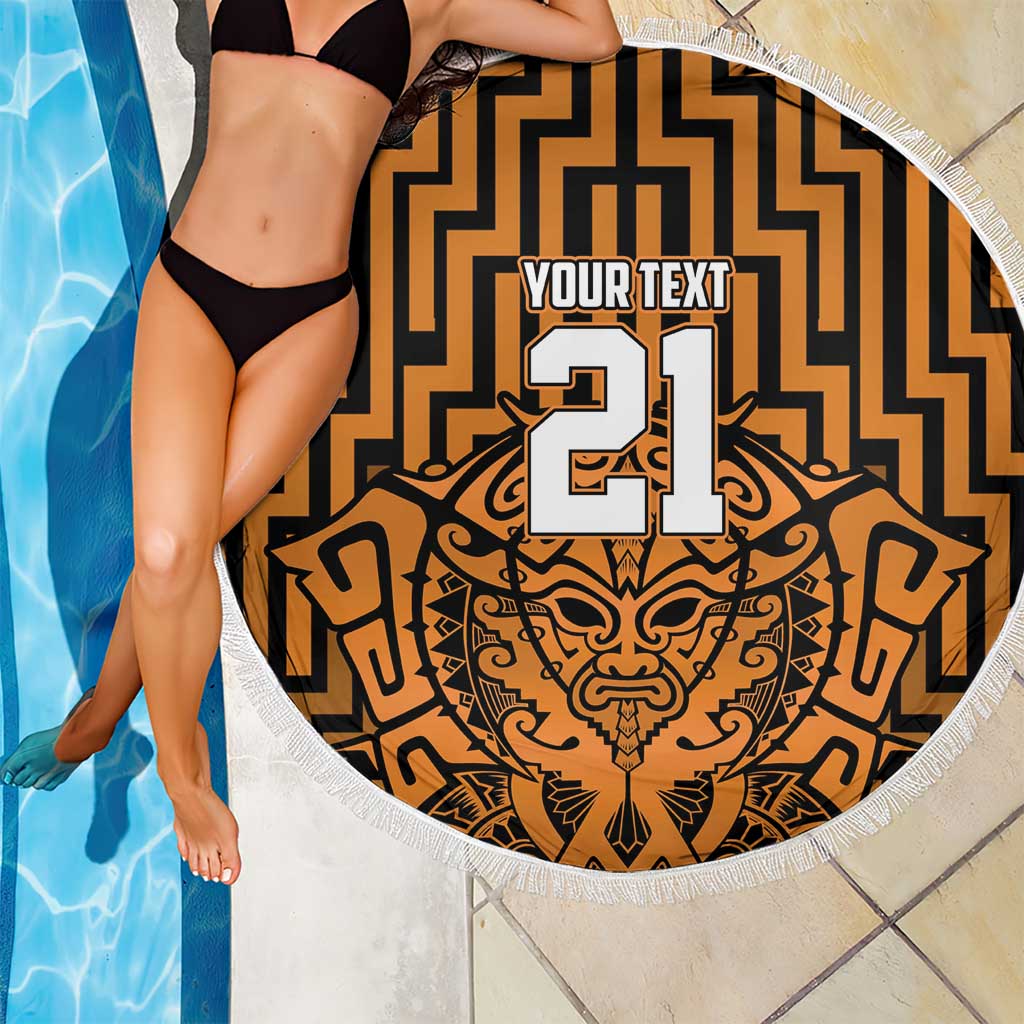 Custom Basketball New Zealand Beach Blanket Gold Maori Ta Moko Indigenous - Aussie Hoodie