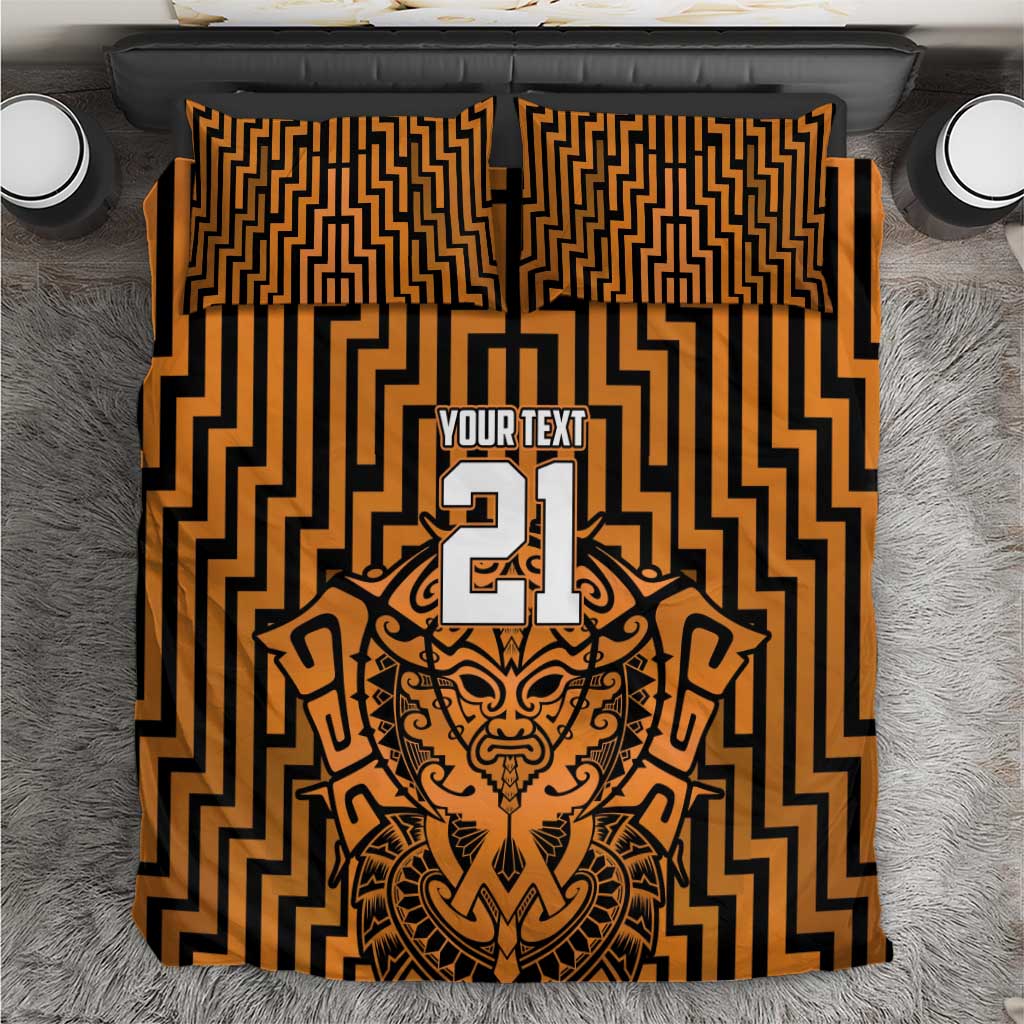 Custom Basketball New Zealand Bedding Set Gold Maori Ta Moko Indigenous - Aussie Hoodie