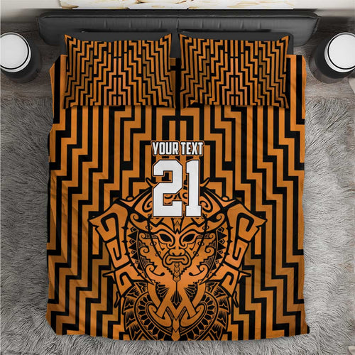 Custom Basketball New Zealand Bedding Set Gold Maori Ta Moko Indigenous - Aussie Hoodie