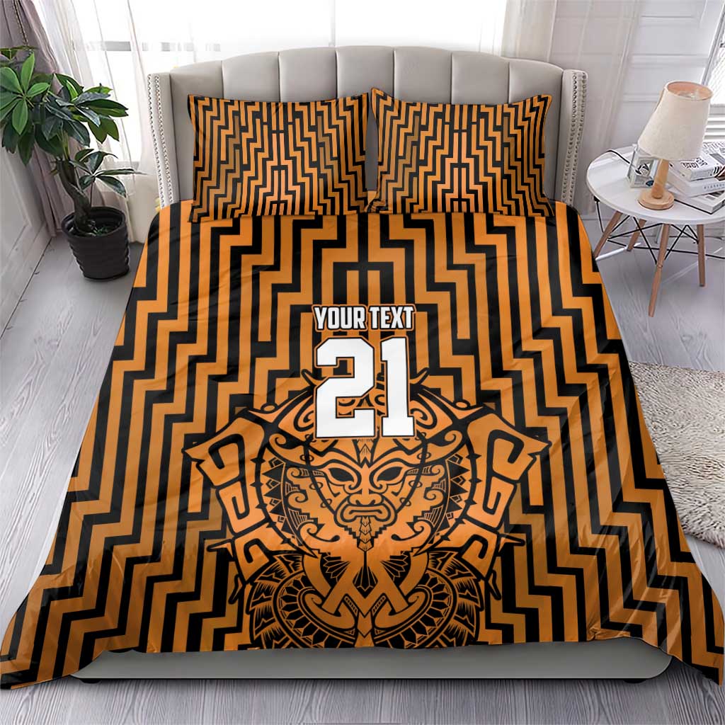 Custom Basketball New Zealand Bedding Set Gold Maori Ta Moko Indigenous - Aussie Hoodie