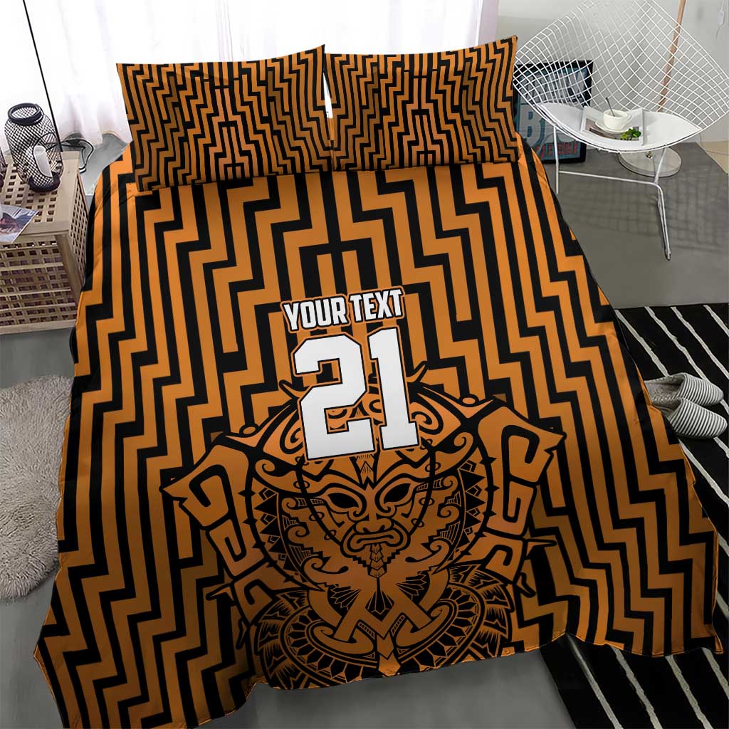 Custom Basketball New Zealand Bedding Set Gold Maori Ta Moko Indigenous - Aussie Hoodie