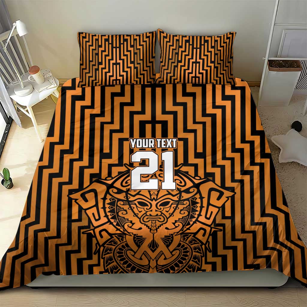 Custom Basketball New Zealand Bedding Set Gold Maori Ta Moko Indigenous - Aussie Hoodie