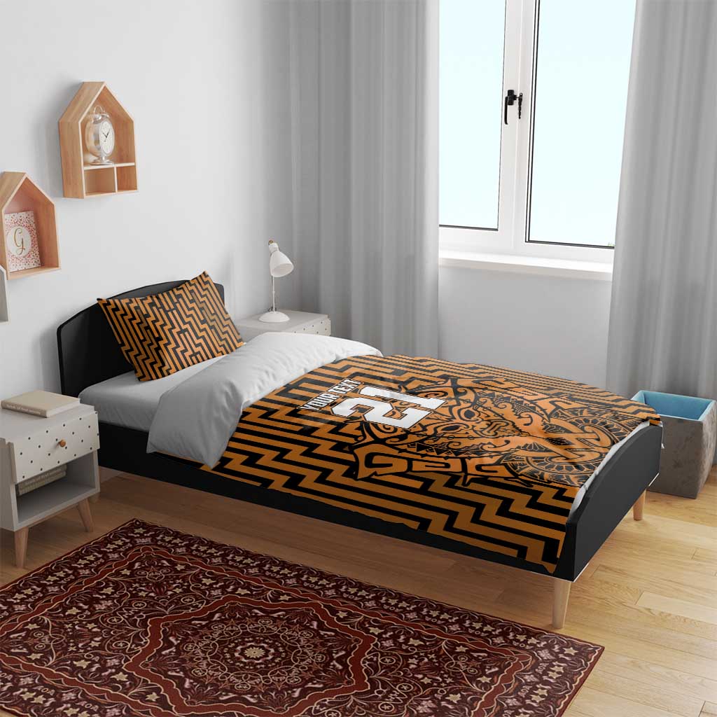 Custom Basketball New Zealand Bedding Set Gold Maori Ta Moko Indigenous - Aussie Hoodie