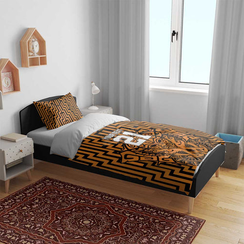 Custom Basketball New Zealand Bedding Set Gold Maori Ta Moko Indigenous - Aussie Hoodie