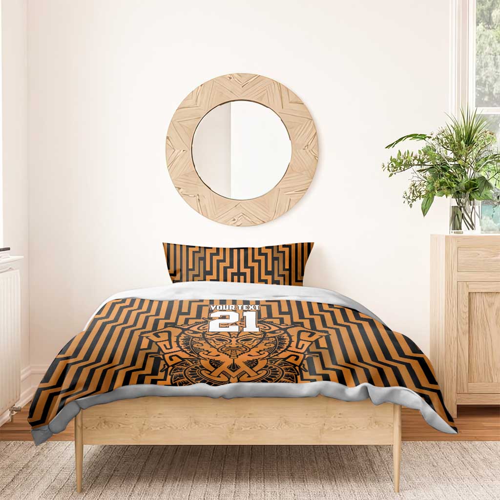 Custom Basketball New Zealand Bedding Set Gold Maori Ta Moko Indigenous - Aussie Hoodie