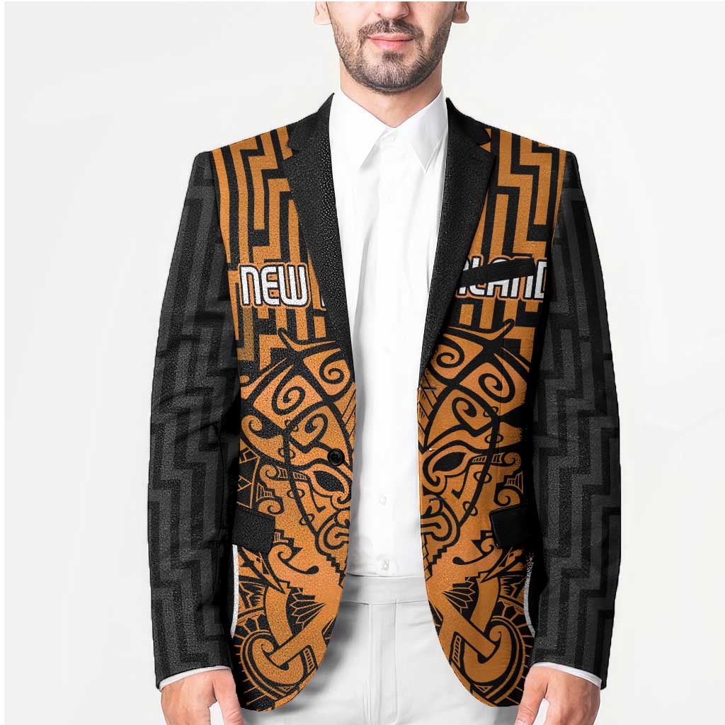 Custom Basketball New Zealand Blazer Gold Maori Ta Moko Indigenous - Aussie Hoodie