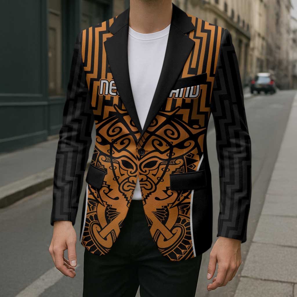 Custom Basketball New Zealand Blazer Gold Maori Ta Moko Indigenous - Aussie Hoodie