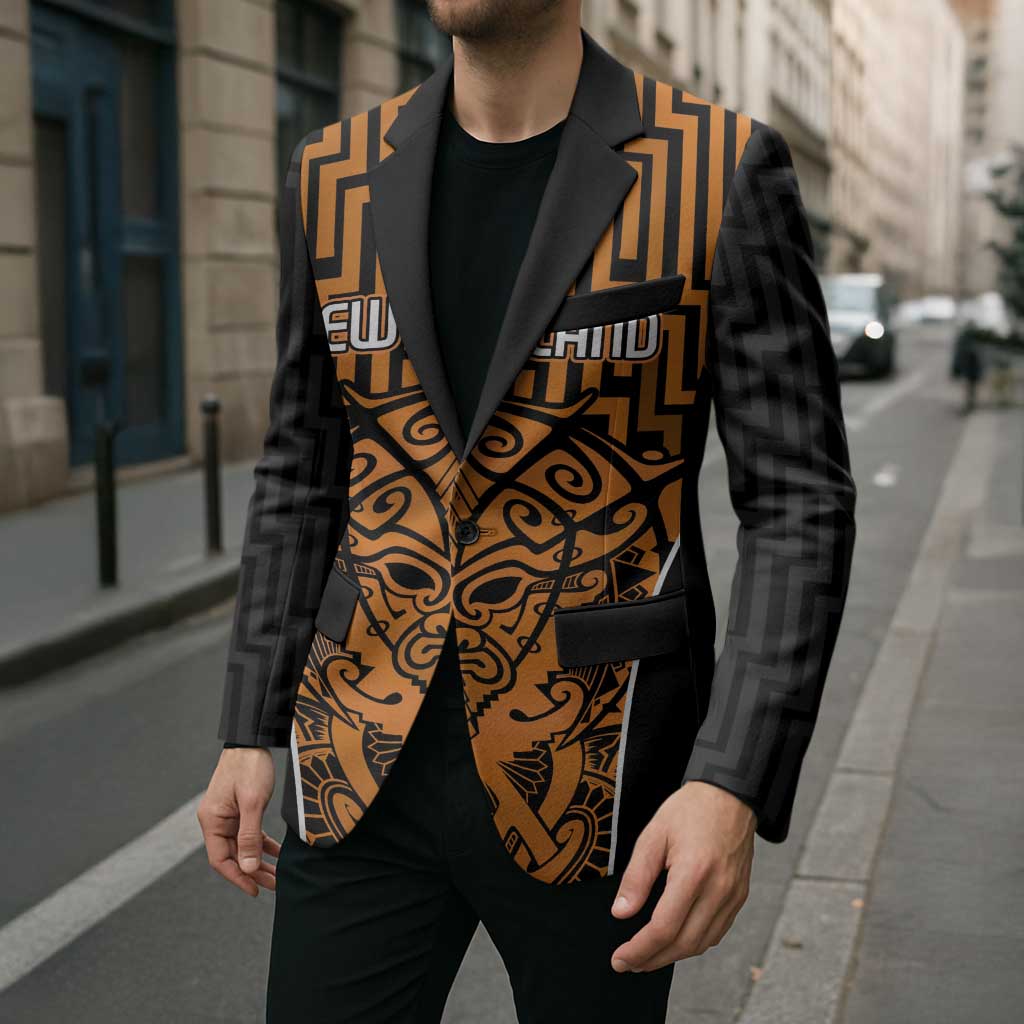 Custom Basketball New Zealand Blazer Gold Maori Ta Moko Indigenous - Aussie Hoodie