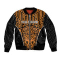 Custom Basketball New Zealand Bomber Jacket Gold Maori Ta Moko Indigenous - Aussie Hoodie