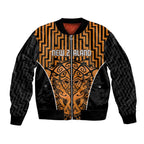 Custom Basketball New Zealand Bomber Jacket Gold Maori Ta Moko Indigenous - Aussie Hoodie